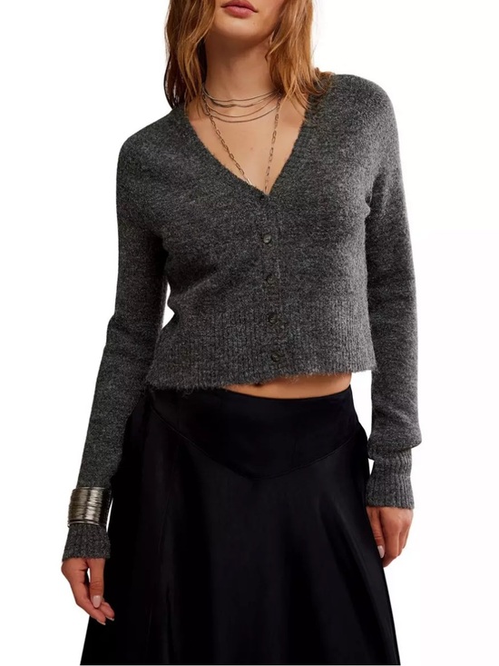 Free People Sweaters - Free People School Girl V-Neck Cardigan in Charcoal Size Large